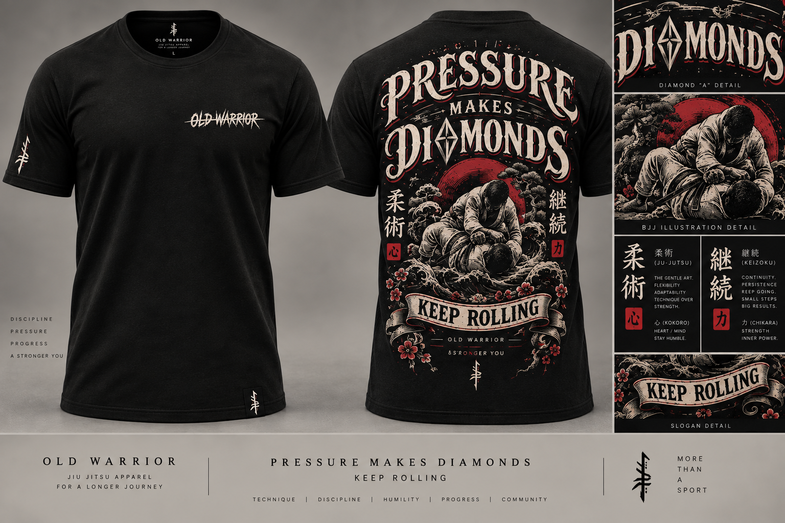 Old Warrior Pressure Makes Diamonds Keep Rolling lifestyle T-shirt